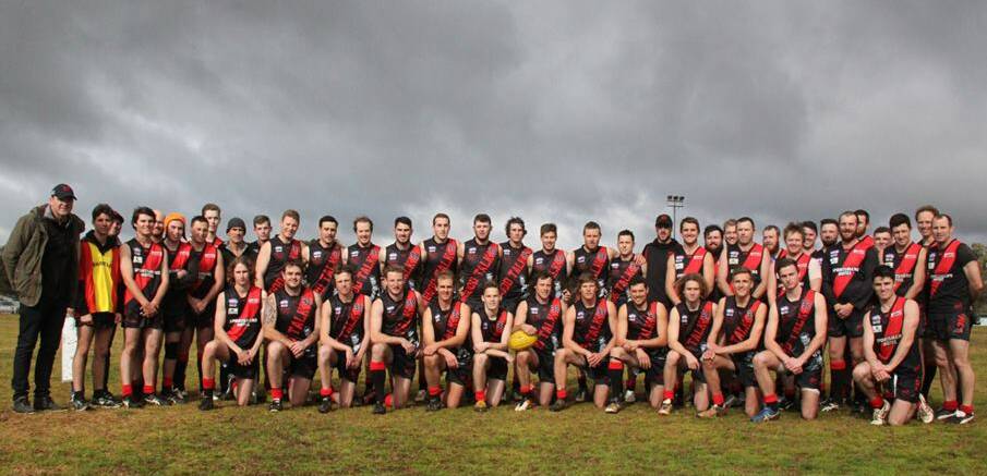 The Bombers reserve grade side in their unique jumpers for the occasion. Picture: Cathie Fox