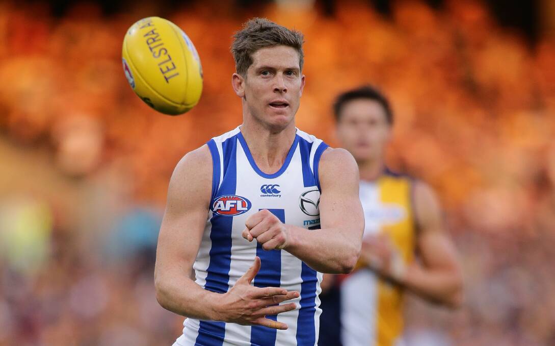 VETERAN: Nick Dal Santo in last year's preliminary final against West Coast - his 300th AFL game. He's one of the big ins for the Kangaroos this week. Picture: Getty Images