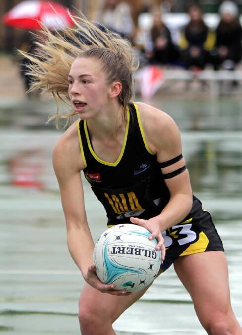Wagga Tigers' Josie Daniher gets her side on the attack again in the A Grade grand final win over Collingullie-Glenfield Park. Picture:  Les Smith