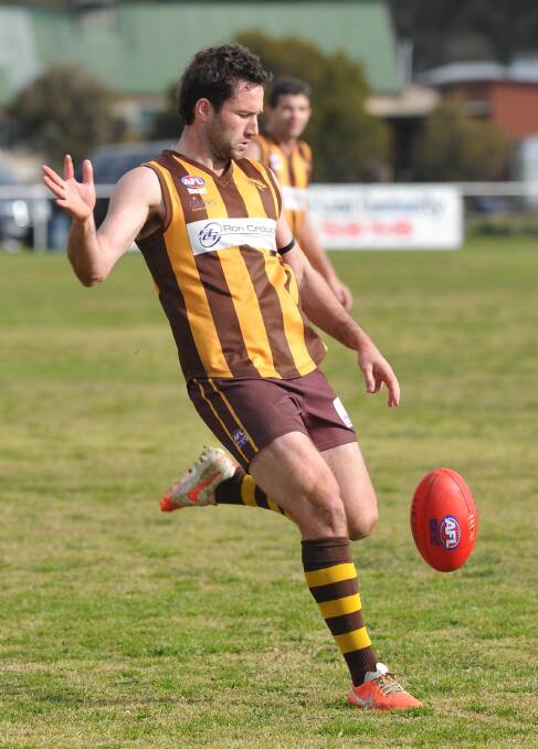 Hawks full-forward Marc Geppert approaches 1000 goals in the Riverina and Farrer Leagues. 