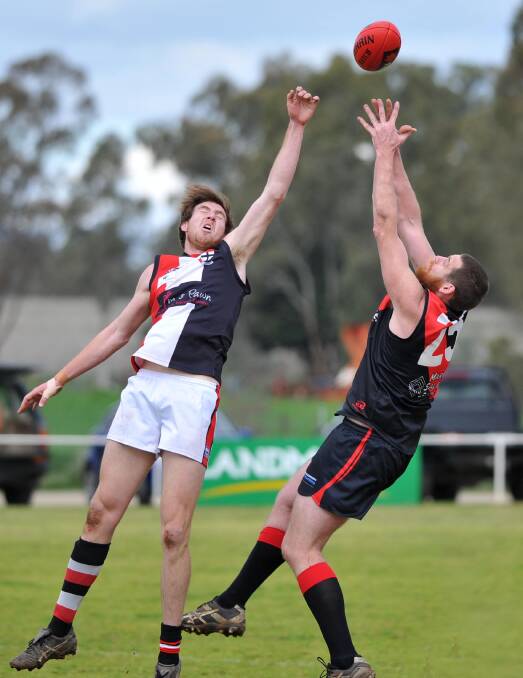 Former North Wagga ruckman Jeremy Luff in action for the Saints