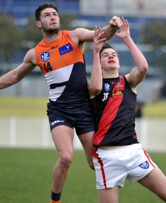 GIANT ENCOUNTER: Tomas Bugg in action for GWS against Eastlake in the Robertson Oval NEAFL game in August. Picture: Les Smith