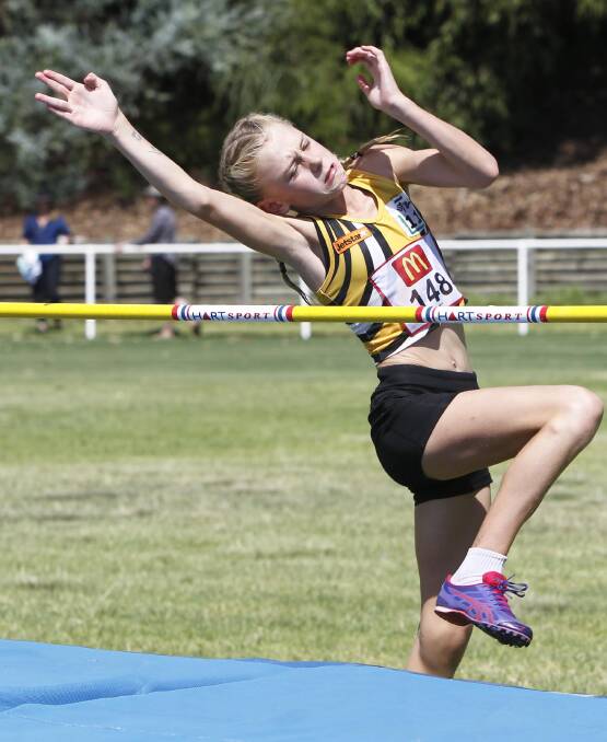 Wagga's Claudia Wheatley qualified for state in four events, the 11 years high jump, long jump, 200m and 400m. Picture: Les Smith