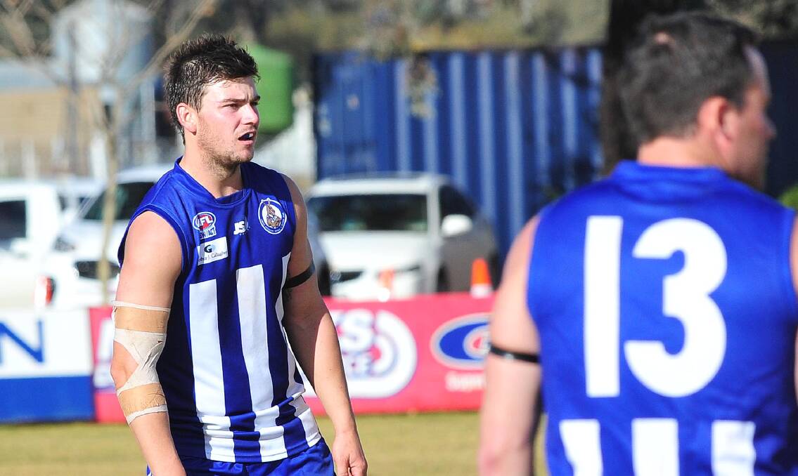 BOLD BID: Temora forward Matt Harpley has put his hand up to play in Saturday's Farrer League grand final, before he undergoes knee surgery. Picture: Kieren L Tilly