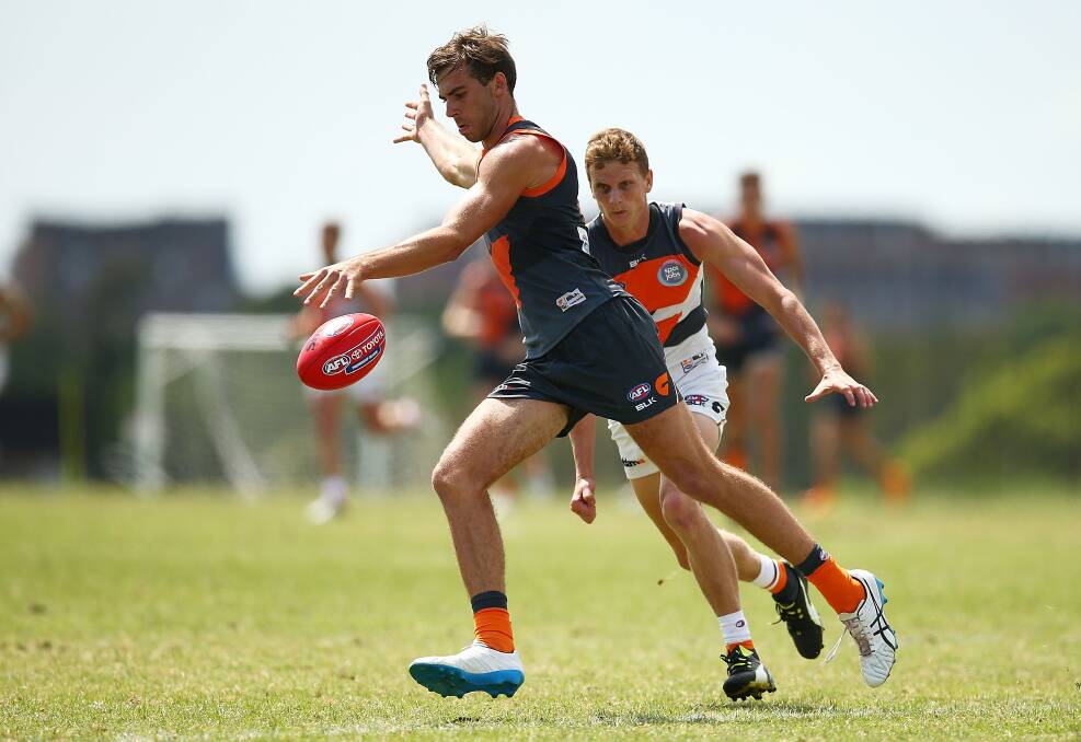 BIG CHANCE: Jeremy Finlayson in a GWS Giants intra-club match. The Culcairn boy has been called up for the Giants' crunch game against Geelong. Picture: Getty Images