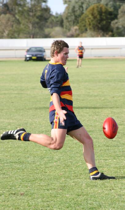 SECOND COMING: Jade Hodge playing for Leeton-Whitton in 2008. The key forward will return to the Riverina League as coach of the Crows next season. 