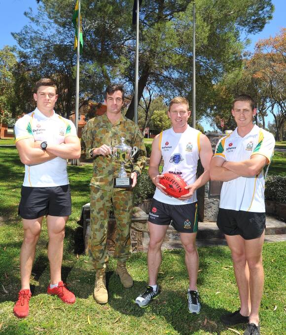ALL SET: (from left) Cpl Nicholas Cross, Lt Mick Reynolds, Cpl Justin Simmons and Cpl Damien Richardson ready for Saturday's Kapooka sports series. Picture: Kieren L Tilly