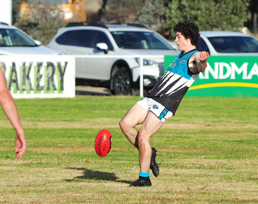 The Jets' Jeromy Lucas (pictured at Marrar a couple of weeks ago) kicked five goals in the first half against TRYC.