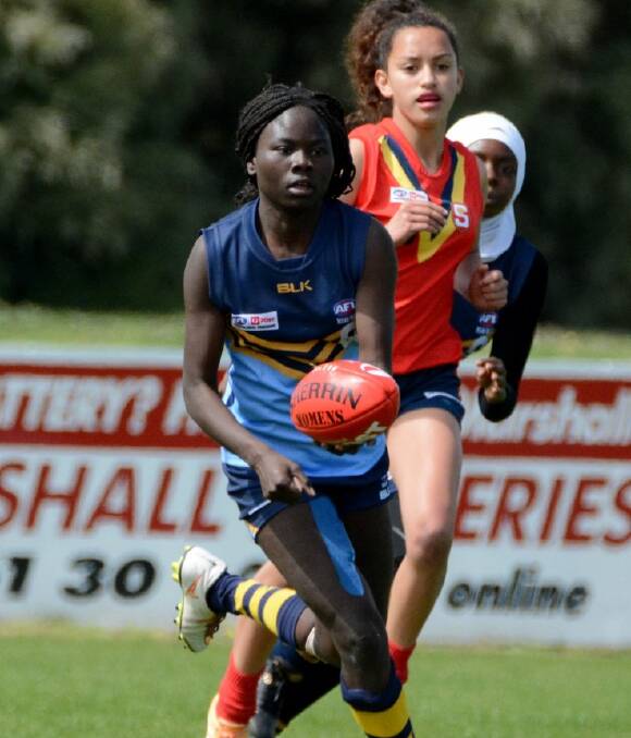 IMPRESSIVE DEBUT: Biola Dawa representing the NSW/ACT All Nations team at the Female Diversity Championships in Shepparton. The Wagga teenager was named her team's most valuable player. 