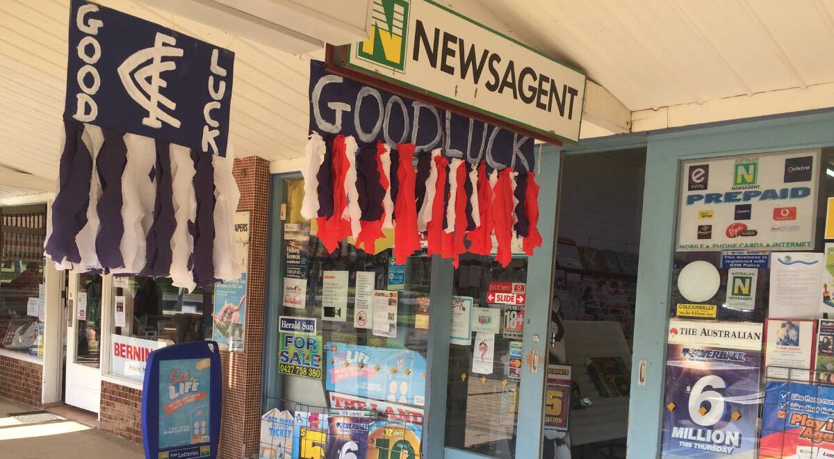 Bill Irvin's Coleambally Newsagent gets behind the Blues (and DPC rugby league!). 