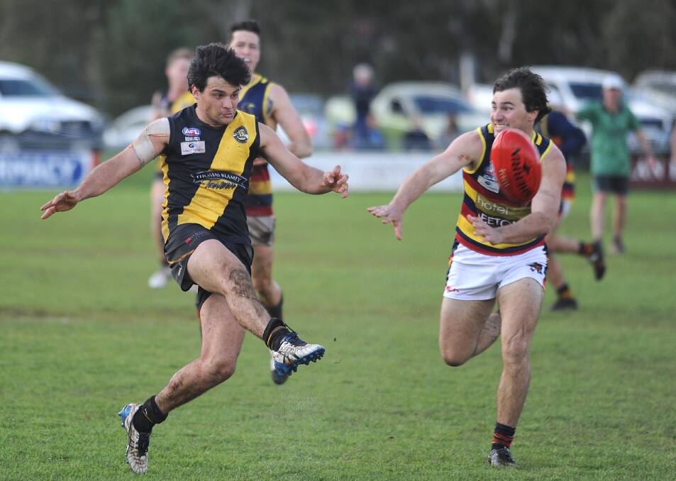 Lahn gets another touch for Tigers against Leeton-Whitton in the second semi-final at Ganmain. Picture: Laura Hardwick