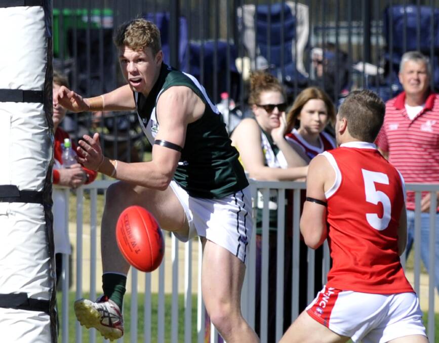 Joe Redfern playing for Coolamon in the 2014 finals series. Picture: Les Smith