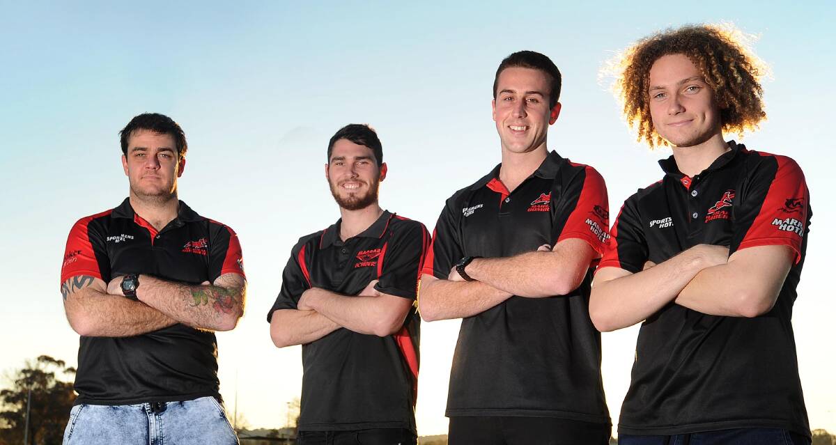 BOMBER BRIGADE: (from left) Shannon Williams, Jesse Margosis, Jordan Matthews and Jackson Sanbrook have all linked with Marrar for next season. Picture: Laura Hardwick