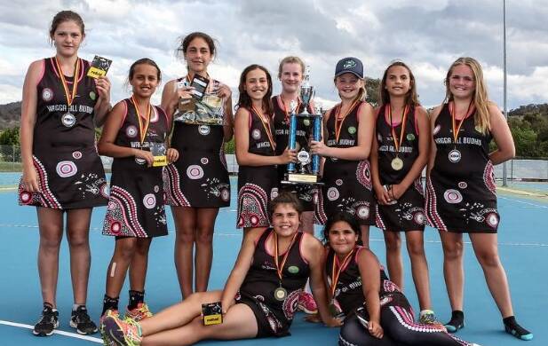 CHAMPS: The Wagga Under 12s team which claimed victory at the Canberra Koori Netball Tournament last week, including MVP Tamsyn Goolagong (third from left). 