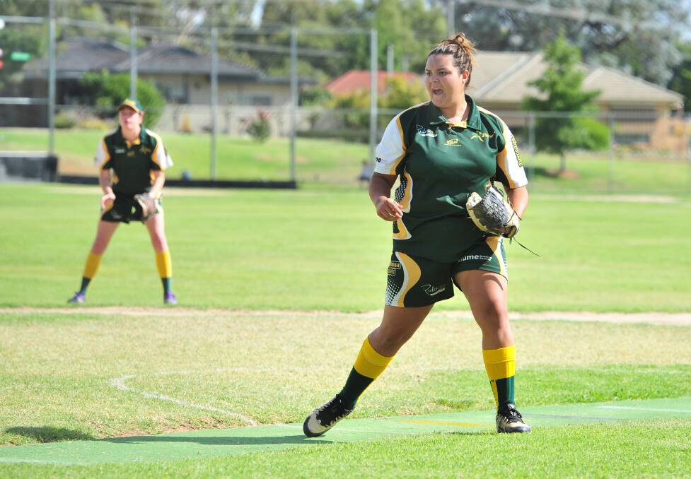 EN GARDE: South Wagga Warriors' Montana Kearnes fielding against a formidible Turvey Park at French Field on Saturday. Picture: Kieren L. Tilly