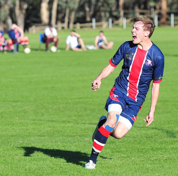 PASSION: Henwood Park striker Jake Ploenges scores one of 52 goals this season. He will try out for the Central Coast Mariners' Youth League team. Picture: Kieren L. Tilly