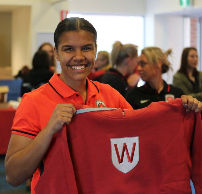 UPGRADE: Wagga export Jada Whyman at the Western Sydney Wanderers' season launch. At just 17 years of age, Whyman's been named as the Wanderers' top goalkeeper. The season begins on November 6.