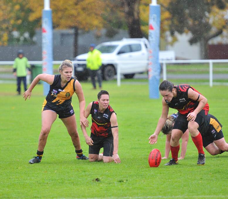 Lions half back Nick Keir (left) and back Sam Weatherald earlier in the season at McPherson Oval.