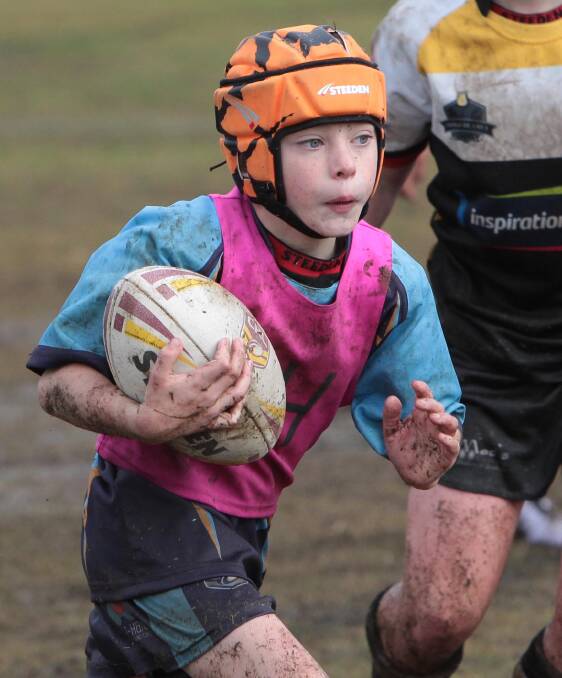 Hunter Ryan as Wagga Magpies take on Wodonga Storm in the under 11s rugby league on Saturday. Picture: Les Smith