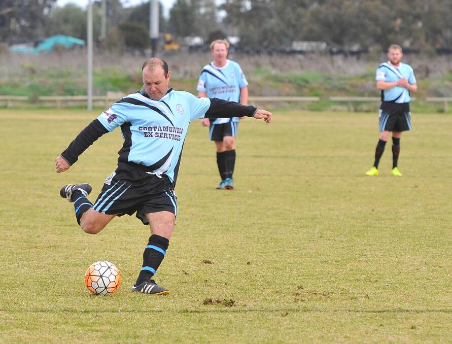 Cootamundra strikers coach Luke Dickinson at O'Connor Park on Sunday. Cootamundra has played 10 of 11 scheduled rounds.