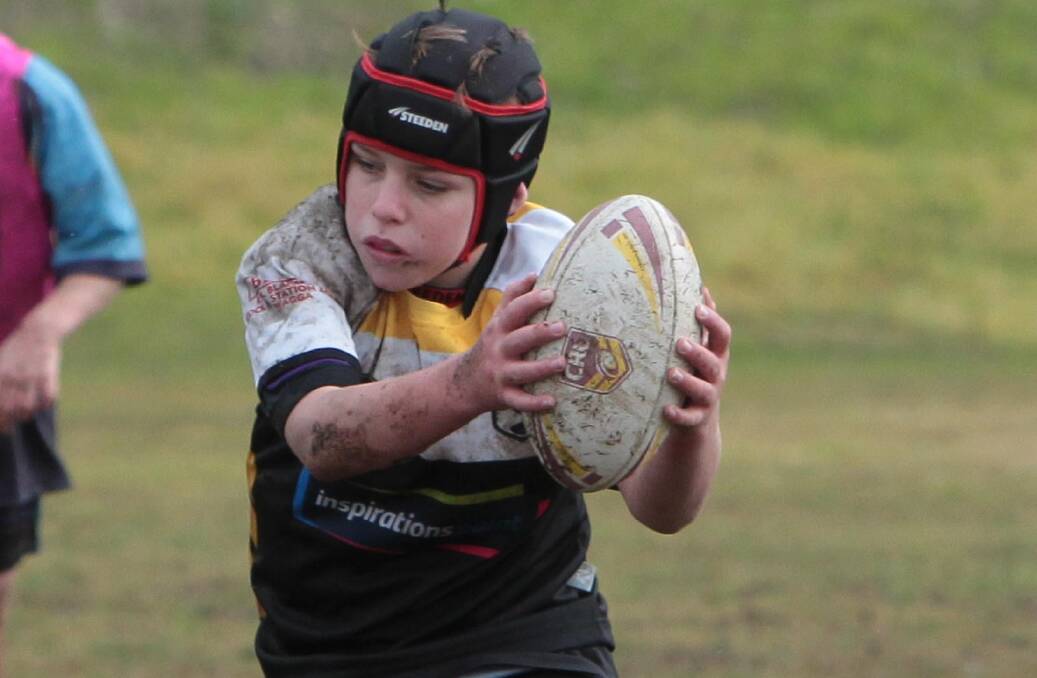 Isaac Hardman as Wagga Magpies take on Wodonga Storm in the under 11s rugby league on Saturday. Picture: Les Smith