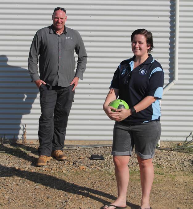 Cootamundra coach Mick Simons and player Kat Gould. Picture: Jennette Lees