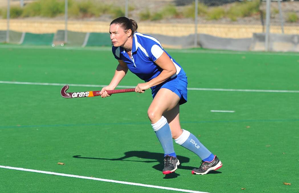 HOCKEY VETERAN: Marie Beresford, one of the Royals' most valued leaders, playing against CSU/Rivcoll in mid-May. Picture: Kieren L. Tilly