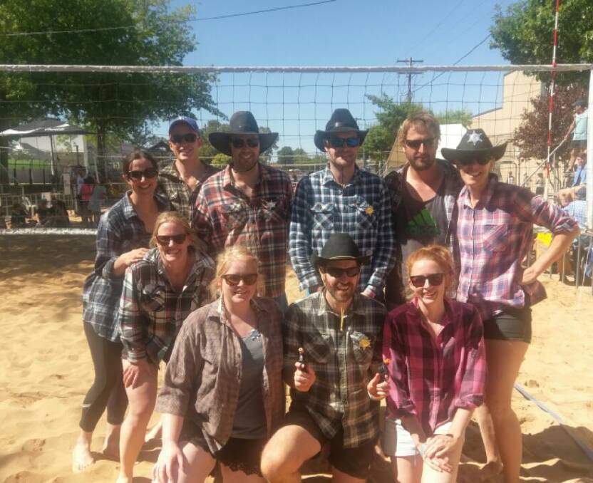 WILD WILD WEST: A-Grade winners of Coota Beach Volleyball tournament on Sunday, including Wagga's Steve Dyason (back, second from right).