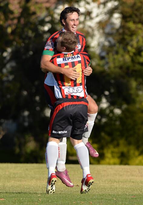 Kane Baumer and Justin Currin, returned Wagga City Wanderers, have their first homecoming game for Lake Albert on the weekend, as they play in the FFA Cup at Gissing Oval