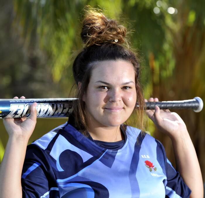 ON THE MOVE: Montana Kearnes, 17, will move to Sydney and is prepared to live in the US to pursue her dreams in softball, and is hoping to win nationals again for NSW in January. Picture: Les Smith