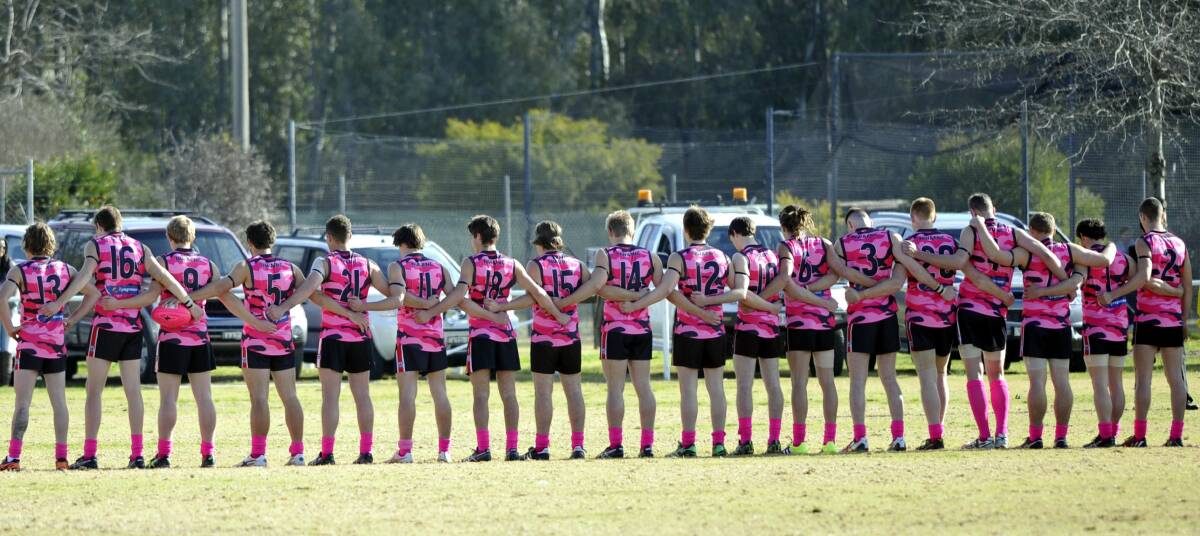 STANDING STRONG: North Wagga first grade men's team before the charity match on Saturday. Picture: Les Smith