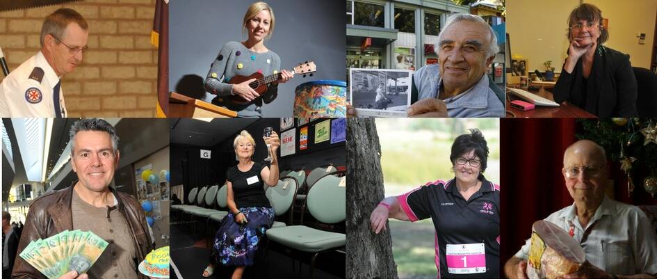 Wagga's finest: Citizen of the Year nominees Phillip Hoey, Michael Georgiou, Geraldine Duncan, Amy Gray, Tony Aichinger, Fay Walters, Annette St Clair and Phillip Sheather. 