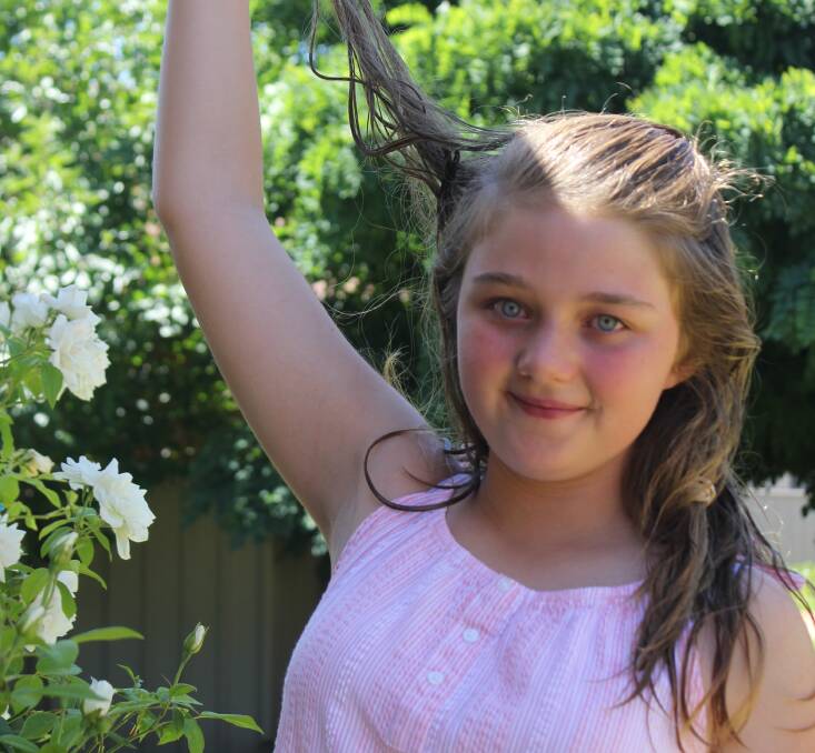 Ready for the chop: Wagga girl Sharlette Bourke, 12, has set the bar high for her hair-raising venture, as she hopes to raise $10,000 before shaving her head, for the World's Greatest Shave in 2018.