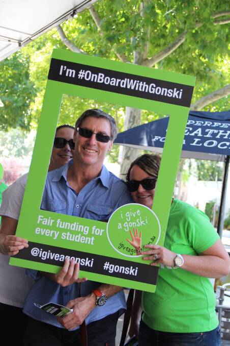 I give a Gonski: Wagga teacher Yiminta Jordan, principal Simon Fletcher and teacher Kylie Edmonds say they're fight for their students in the battle for Gonski funding.