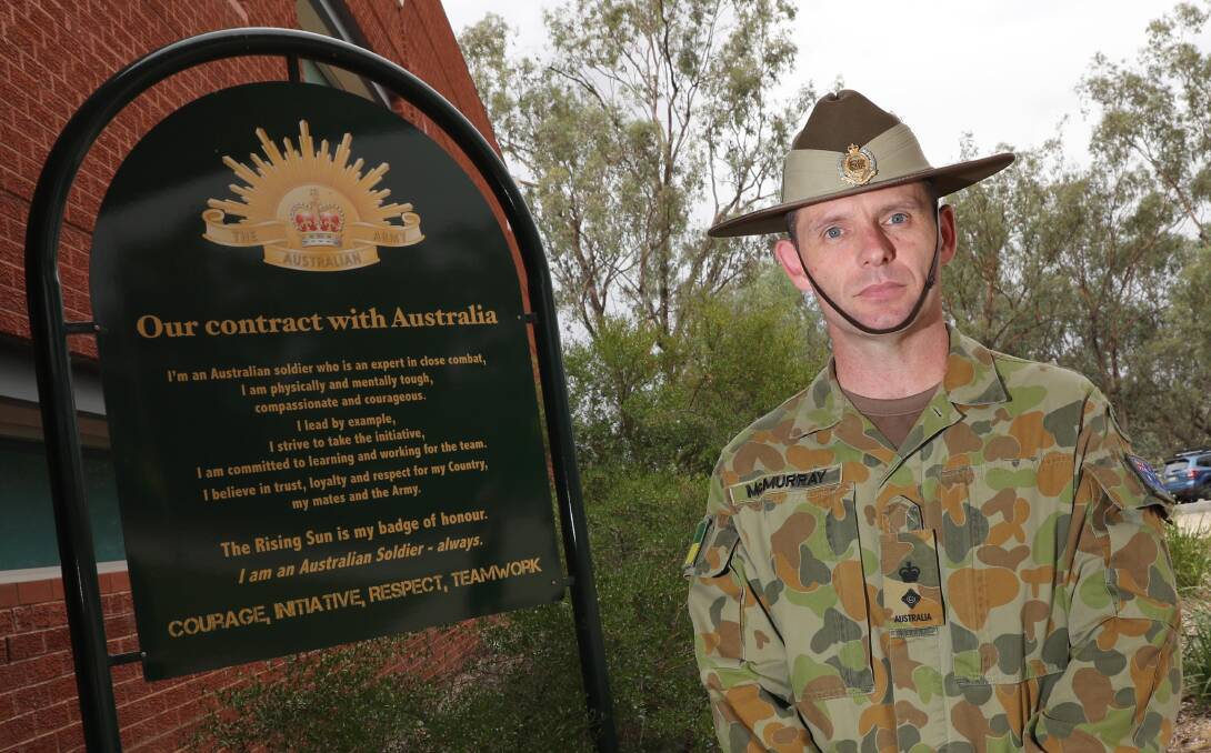 Legacy continued: Kapooka's new commanding officer, Lieutenant Colonel Roger McMurray, has returned to Wagga for his 'dream job'. Picture: Les Smith 