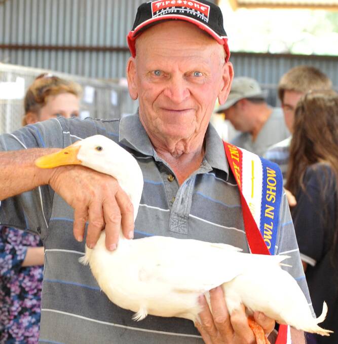 WHAT A QUACKER: Ken Watson, of Temora, with his stunning entry at the Junee show. Picture: Laura Hardwick