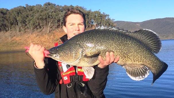 COD CAUGHT: Kyle Hall with a cod from Blowering recently. Picture: Contributed