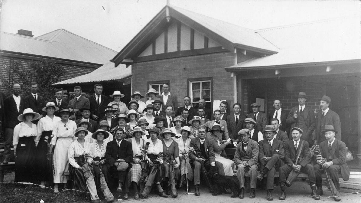 GOLFERS: Wagga City Golf Club was formed at the Wagga Racecourse in 1895 making it the fifth oldest golf club in NSW. This picture, taken in 1924 shows the recently constructed Club House on the corner of McKinnon and Kincaid streets. The club moved to Pomingalarna in 1982. Picture: Wagga Amateur Swimming and Life Saving Club (CSURA RW5)