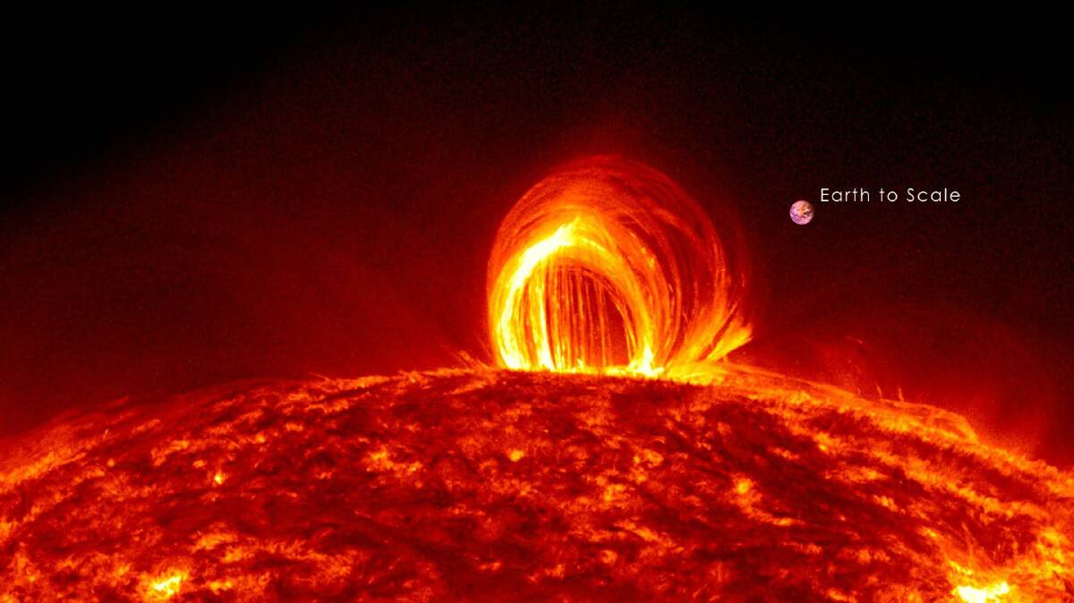 FLARE: Caption: Solar flares like this recent one are dozens of times the size of the Earth. Picture: NASA
