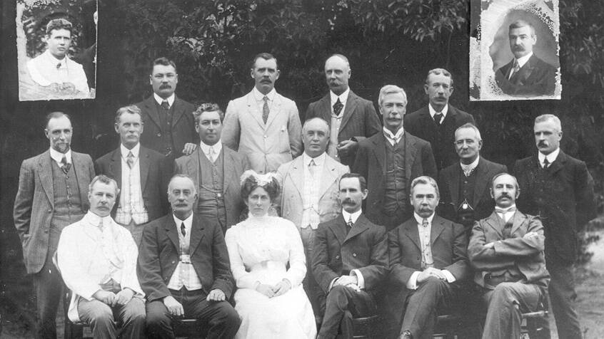 OPENING: Wagga District Hospital was opened by NSW Premier CG Wade in 1910. This photo  shows the hospital committee, medical staff, matron and secretary. Picture: Sherry Morris Collection