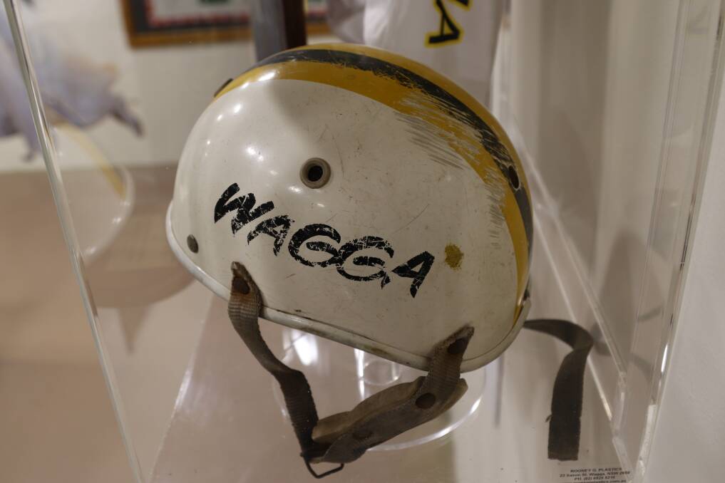 MEMORY: Bill Robertson’s 1980s cycling helmet is covered with an alarming number of scuffs, scratches and scrapes. 