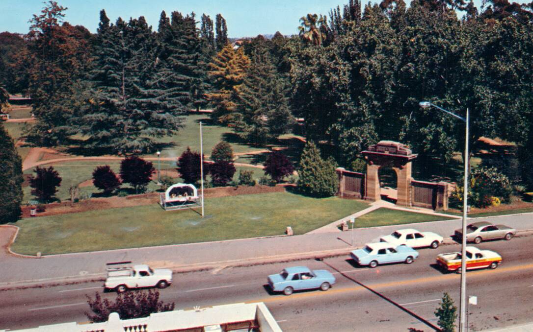 FESTIVE: Victory Memorial Gardens including a Nativity Scene in a photo probably taken from the six storey Council administration building built in 1967. Contact Wagga Wagga and District Historical Society at www.wwdhs.org.au.