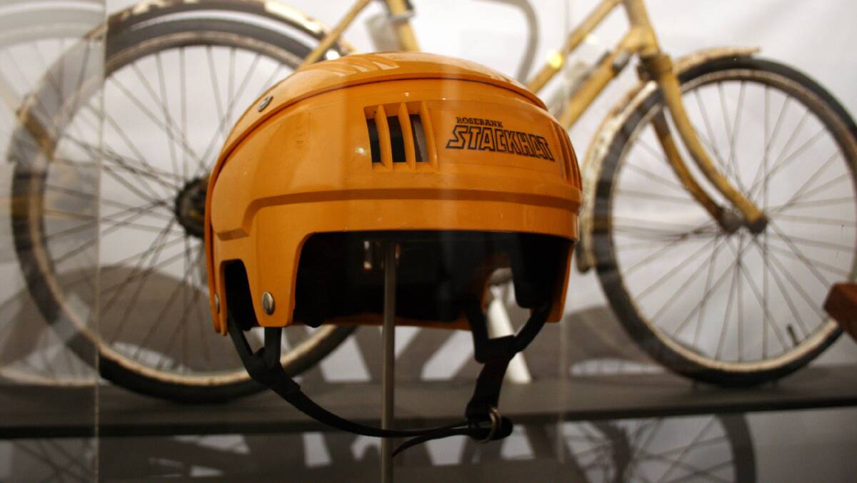 THROUGH THE AGES: A classic stack hat in front of a child’s bike from the 1950s.
