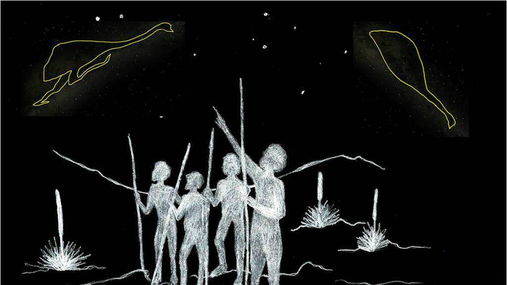DREAMTIME: An artist’s impression of the aboriginal dreamtime and the "emu" high overhead. Picture: Curnow/Glasper
