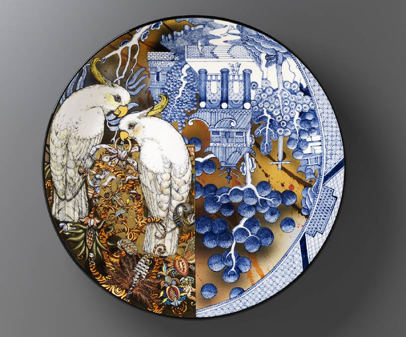STYLE: Stephen Bowers, Exotic Birds and Strange Fruit 2010, wheel thrown, earthenware, underglaze, clear glaze, gold lustre is on display. Picture: Contributed