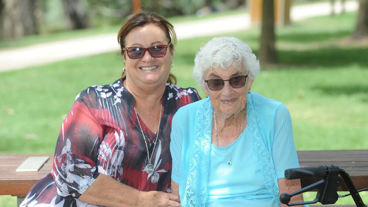 TIME TOGETHER: Jenny and Eileen Thompson spend some quality time together last week. Picture: Laura Hardwick