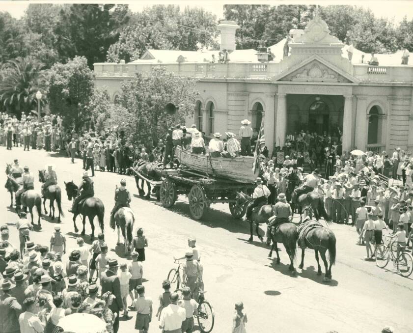 PARADE: This street parade was held down Baylis Street in January 1951 as part of a re-enactment of Sturt’s Journey. Picture: Sherry Morris collection