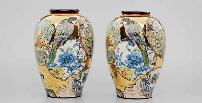 WHAT A PAIR: Stephen Bowers William Morris Camouflage Vases 2012, wheel-thrown earthenware by Mark Heidenreichl. Picture: Contributed