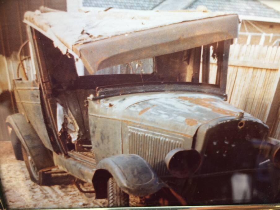 BEFORE: The Oldsmobile wreck when Ian Holgate picked it up from Batlow.