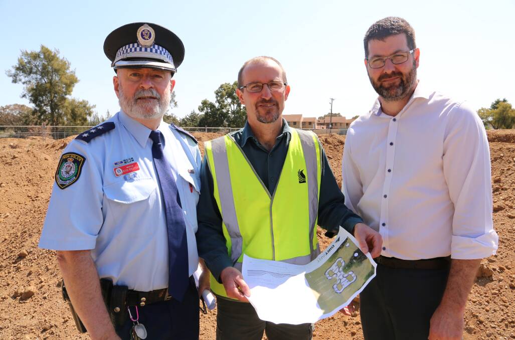 PUMPED FOR TRACK: (From left:) Wagga Police Inspector Peter Robertson, Wagga City Council's Rob Owers and Family and Community Services Manager Michael Whiteside.